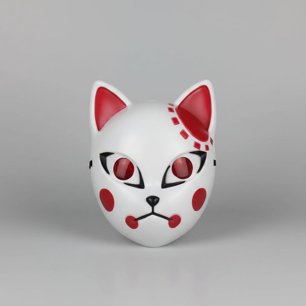 Men's Halloween LED Fox Kitsune Mask with Light-Up Japanese Demon Design for Cosplay Party Costume - Image 7