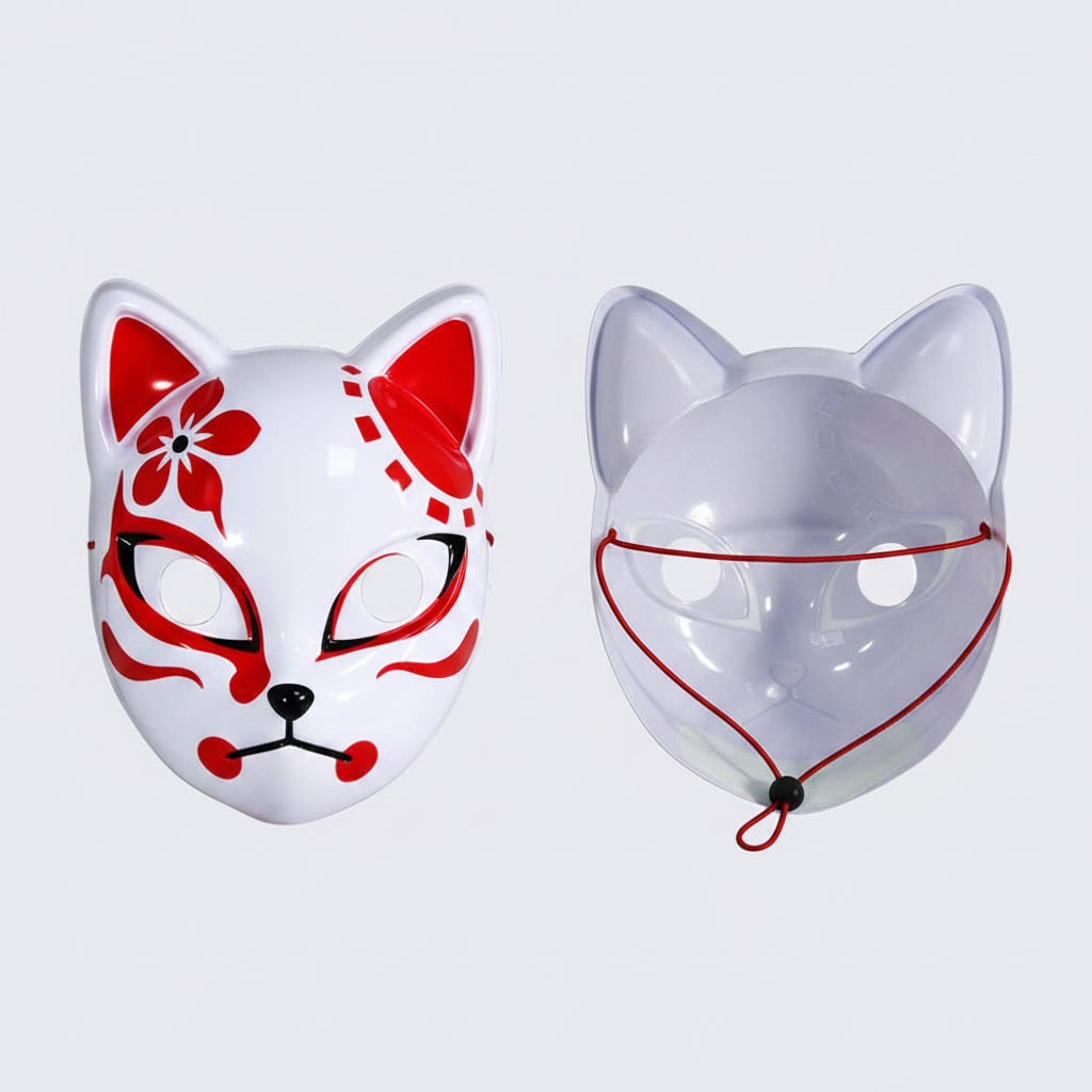 Men's Halloween LED Fox Kitsune Mask with Light-Up Japanese Demon Design for Cosplay Party Costume - Image 8