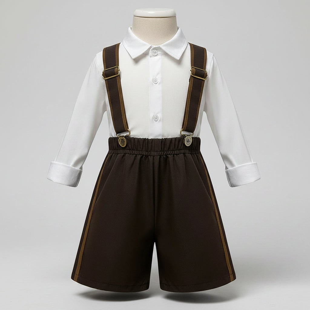 Men's Halloween Oktoberfest Costume Outfit with Lederhosen Dirndl Suspenders and Lace-Up Corset Bodice - Image 2
