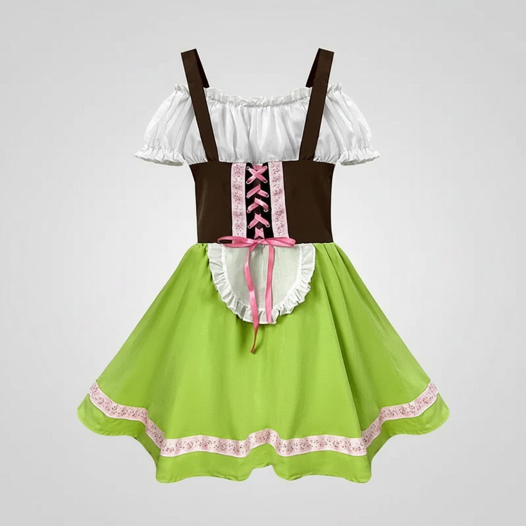 Men's Halloween Oktoberfest Costume Outfit with Lederhosen Dirndl Suspenders and Lace-Up Corset Bodice - Image 3