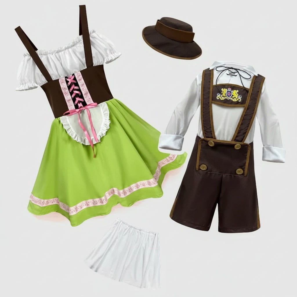 Men's Halloween Oktoberfest Costume Outfit with Lederhosen Dirndl Suspenders and Lace-Up Corset Bodice - Image 6