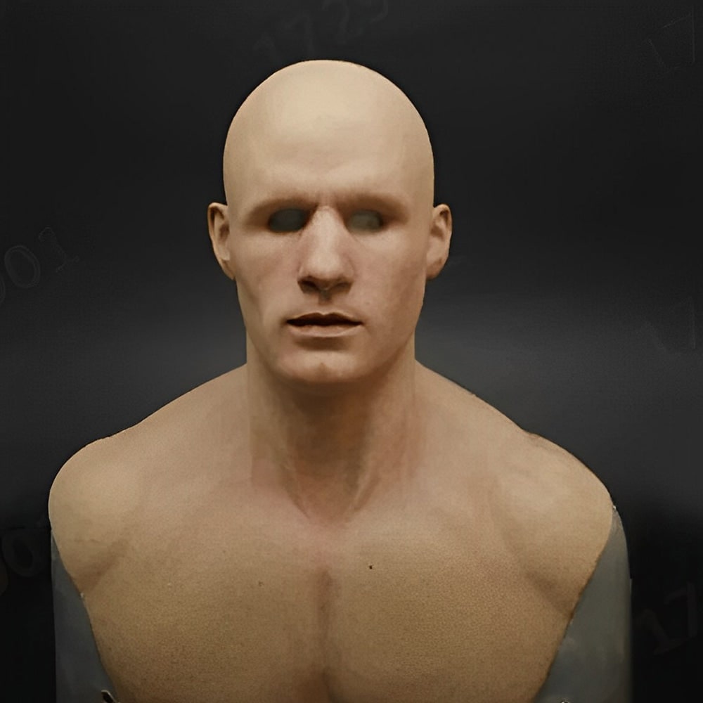 Men's Halloween Realistic Silicone Old Man Mask with Facial Hair and Chest Bib - Image 12