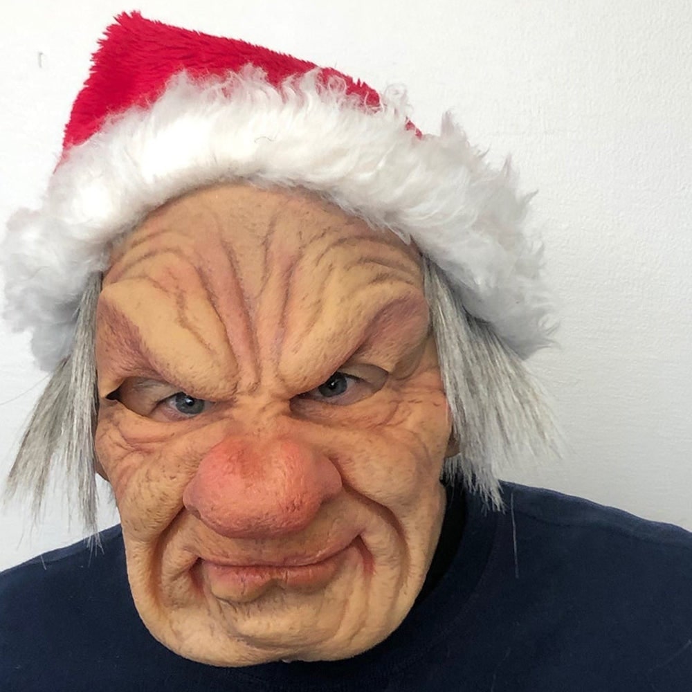Men's Halloween Realistic Silicone Old Man Mask with Facial Hair and Chest Bib - Image 15