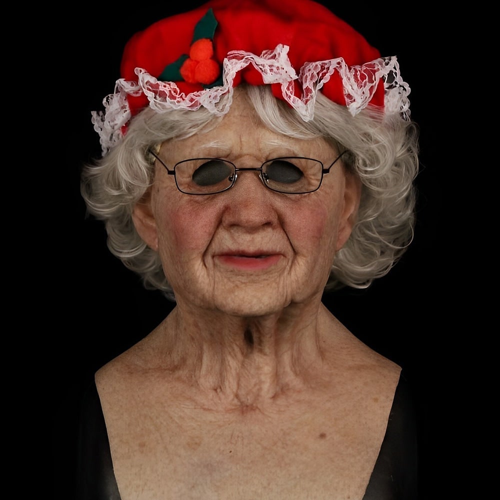 Men's Halloween Realistic Silicone Old Man Mask with Facial Hair and Chest Bib - Image 16