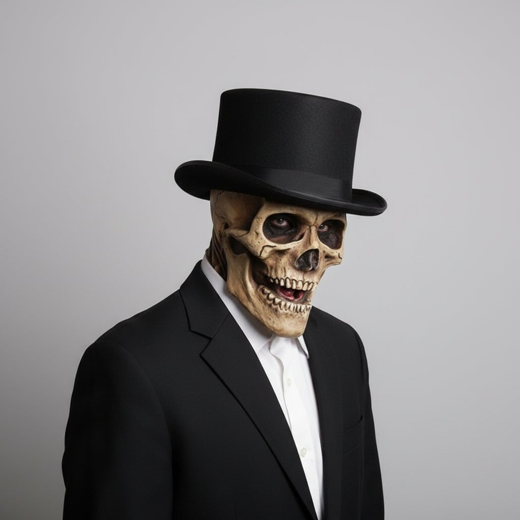 Men's Halloween Skull Skeleton Mask with Exposed Brain and Ribcage Latex Full Head Creepy Costume - Image 3
