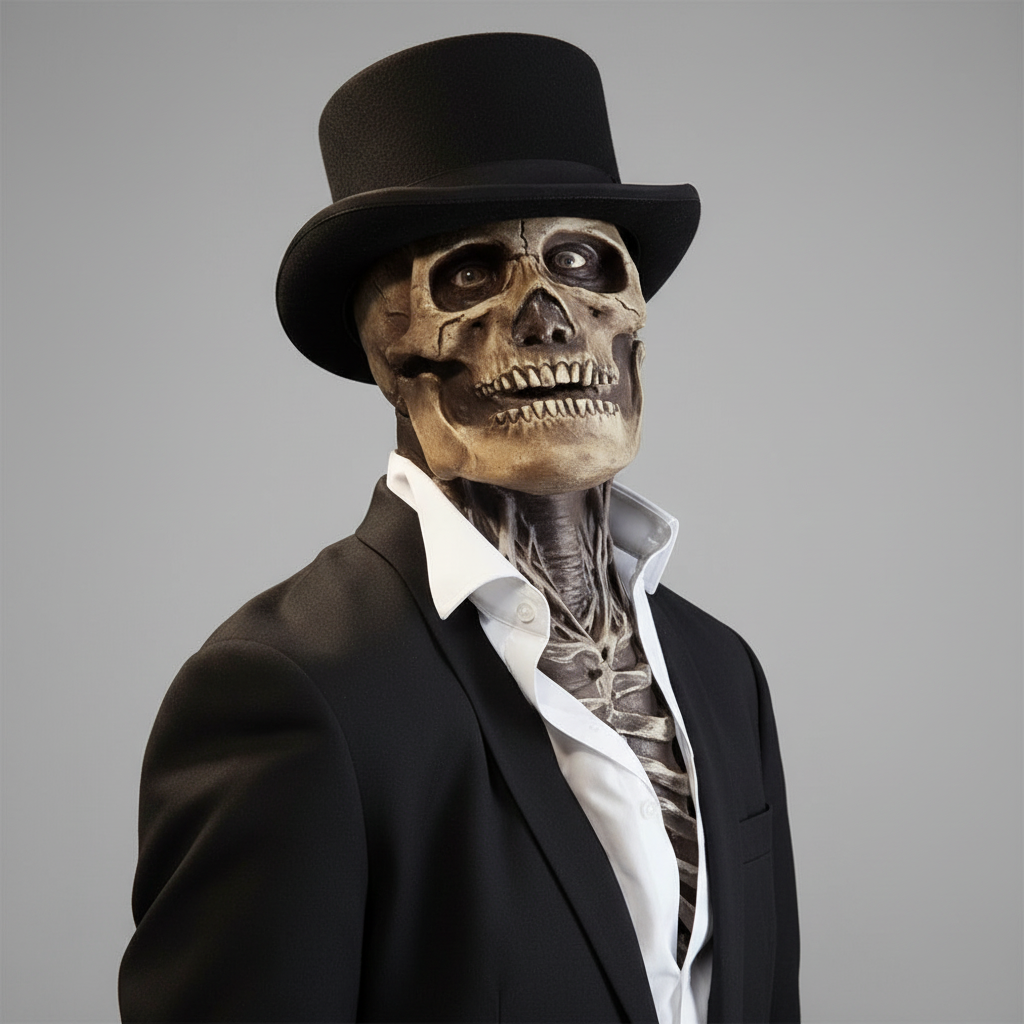 Men's Halloween Skull Skeleton Mask with Exposed Brain and Ribcage Latex Full Head Creepy Costume - Image 4