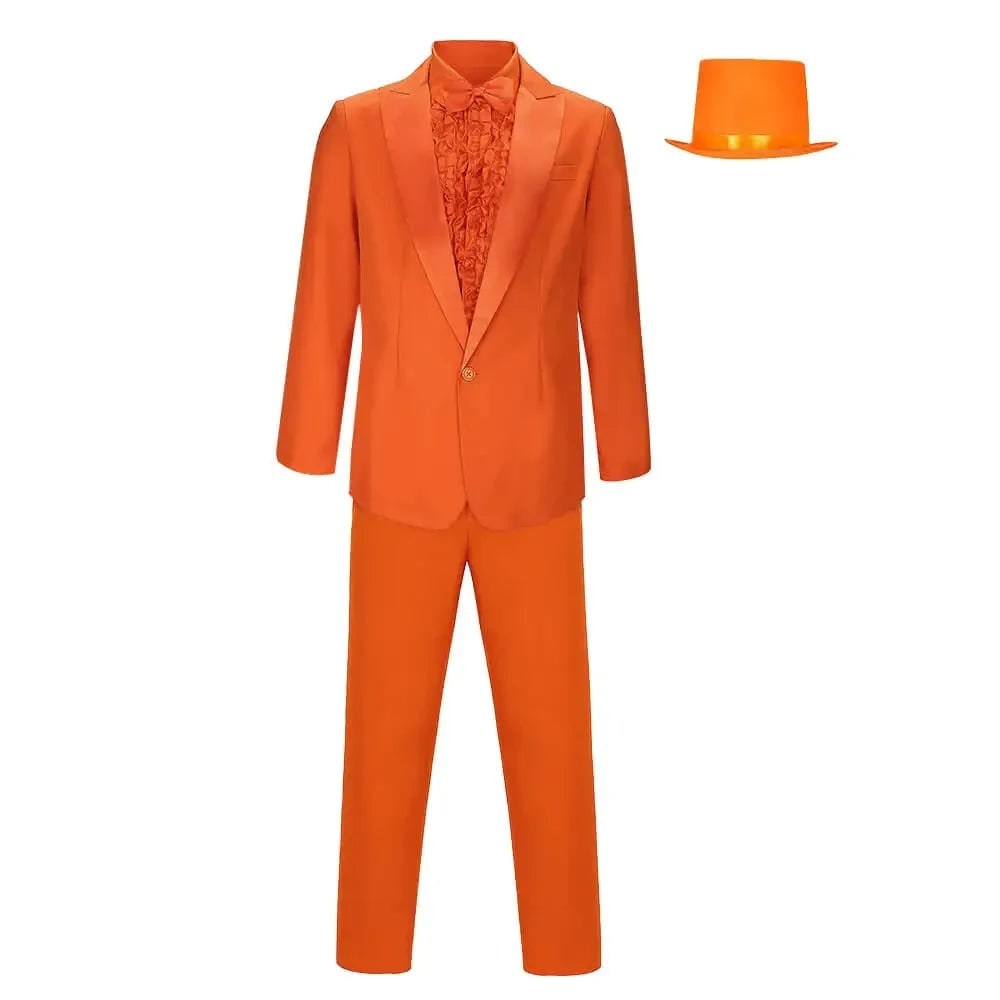 Men's Halloween Tuxedo Costume Prom Formal Suit with Ruffled Shirt Bow Tie and Top Hat - Image 1