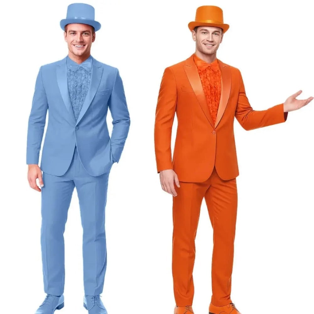 Men's Halloween Tuxedo Costume Prom Formal Suit with Ruffled Shirt Bow Tie and Top Hat - Image 2