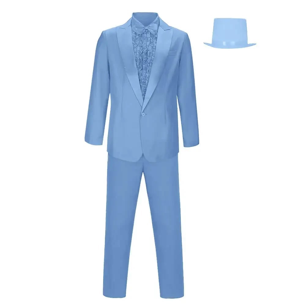 Men's Halloween Tuxedo Costume Prom Formal Suit with Ruffled Shirt Bow Tie and Top Hat - Image 4