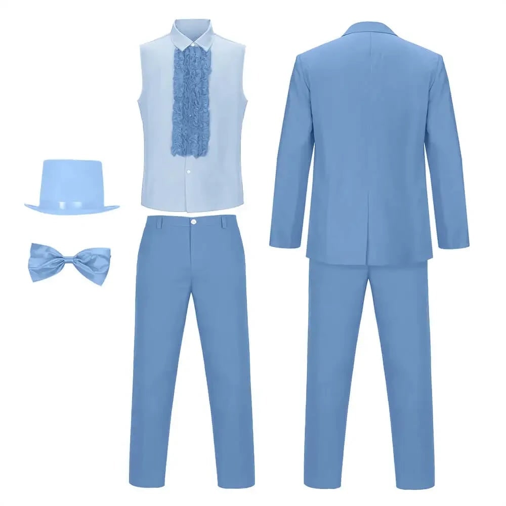 Men's Halloween Tuxedo Costume Prom Formal Suit with Ruffled Shirt Bow Tie and Top Hat - Image 5