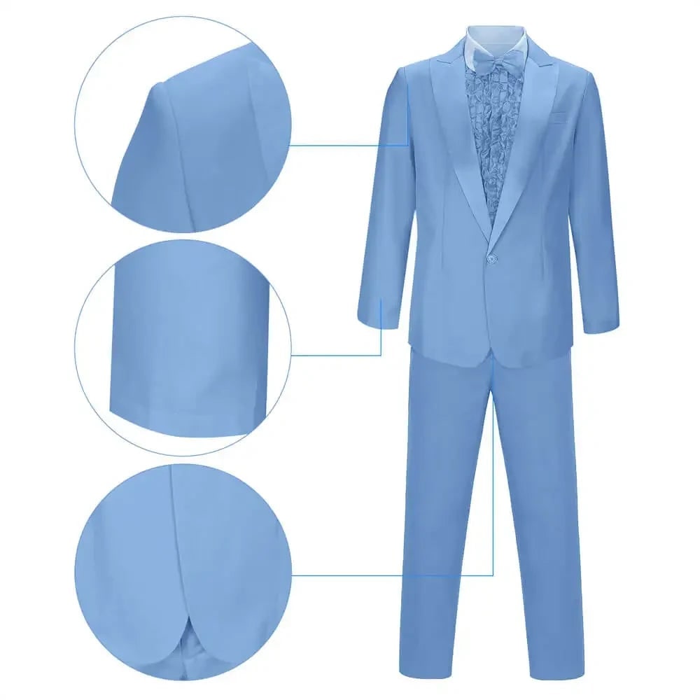 Men's Halloween Tuxedo Costume Prom Formal Suit with Ruffled Shirt Bow Tie and Top Hat - Image 6