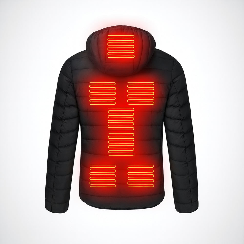Men's Heated Puffer Winter Jacket with Temperature Control and Built-In Hood Coat - Image 2