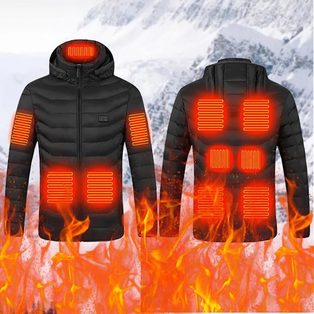 Men's Heated Puffer Winter Jacket with Temperature Control and Built-In Hood Coat - Image 5