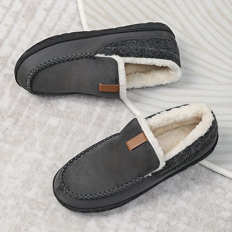 Mens House Slippers Moccasin Slip-On Fleece Rubber Sole Suede Warm - Image 9