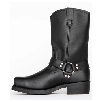 Mens Motorcycle Harness Boots Square Toe Leather Studs Pull - Image 6