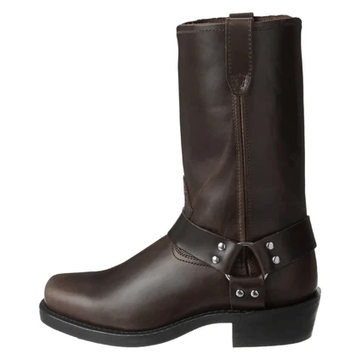 Mens Motorcycle Harness Boots Square Toe Leather Studs Pull - Image 7
