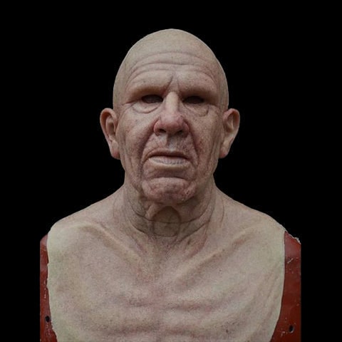 Men's Old Man Mask with Realistic Silicone Chest Bib and Creepy Halloween Details - Image 13
