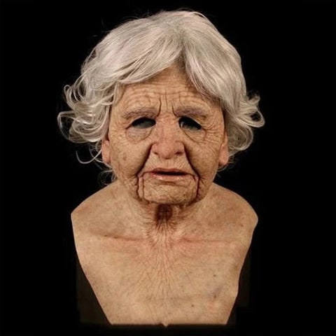 Men's Old Man Mask with Realistic Silicone Chest Bib and Creepy Halloween Details - Image 14