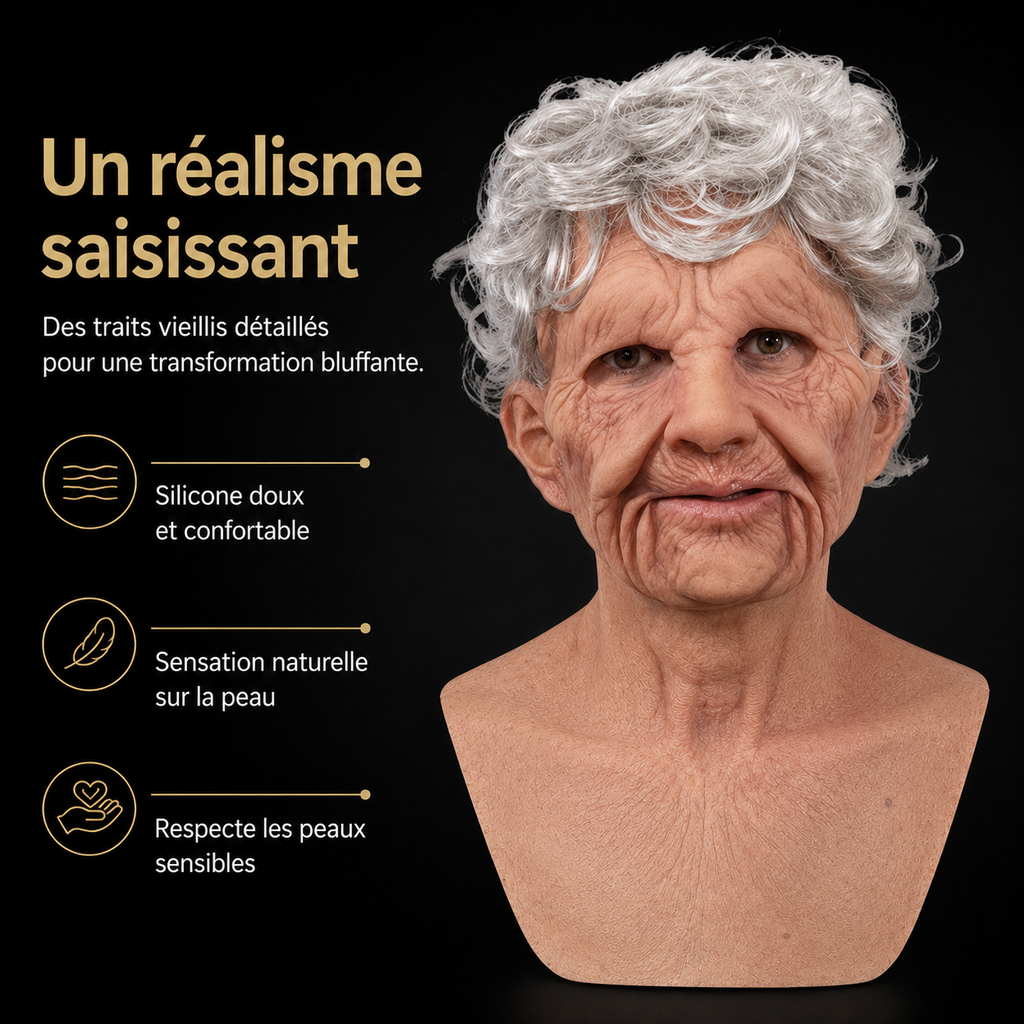 Men's Old Man Mask with Realistic Silicone Chest Bib and Creepy Halloween Details - Image 6