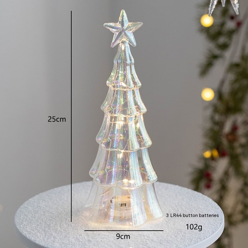 Men's Pre Lit Glass Tabletop Christmas Tree with LED Lights and Star Topper - Image 1