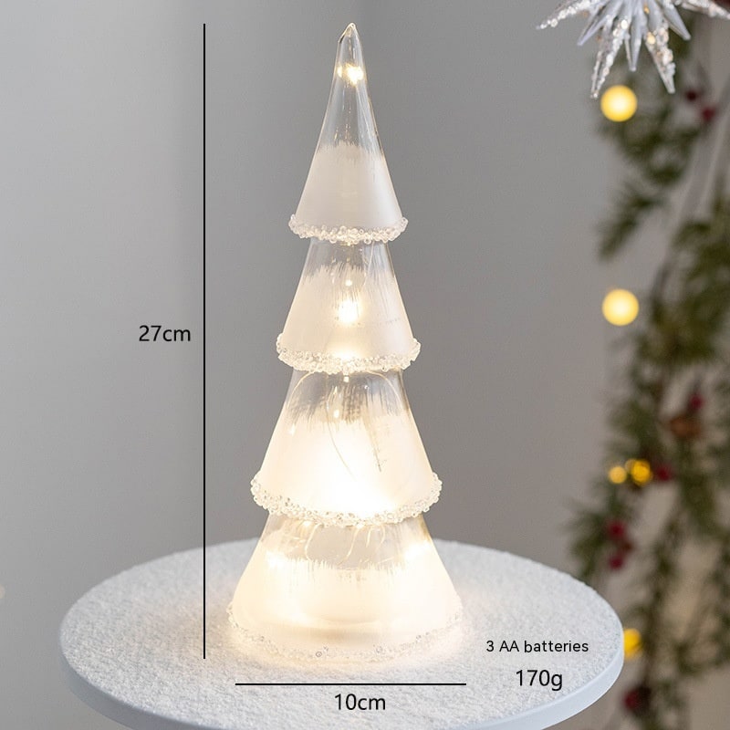 Men's Pre Lit Glass Tabletop Christmas Tree with LED Lights and Star Topper - Image 12