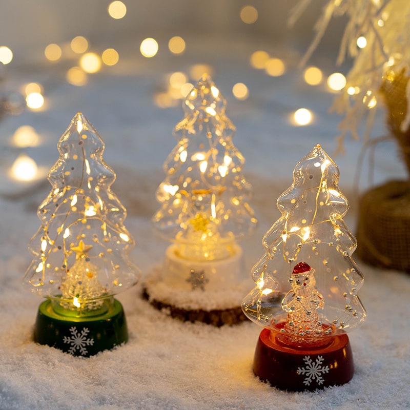 Men's Pre Lit Glass Tabletop Christmas Tree with LED Lights and Star Topper - Image 13