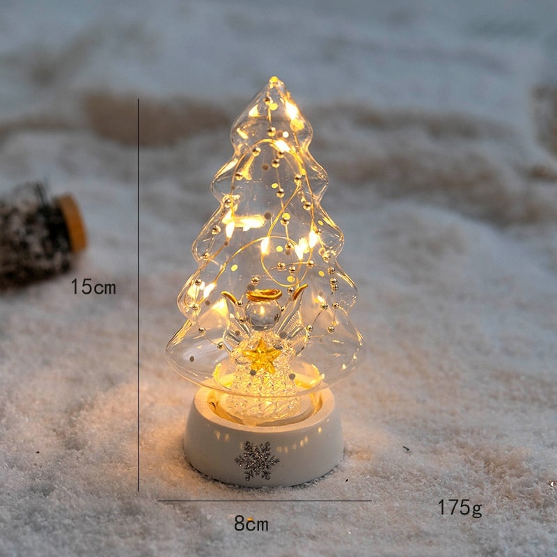 Men's Pre Lit Glass Tabletop Christmas Tree with LED Lights and Star Topper - Image 14