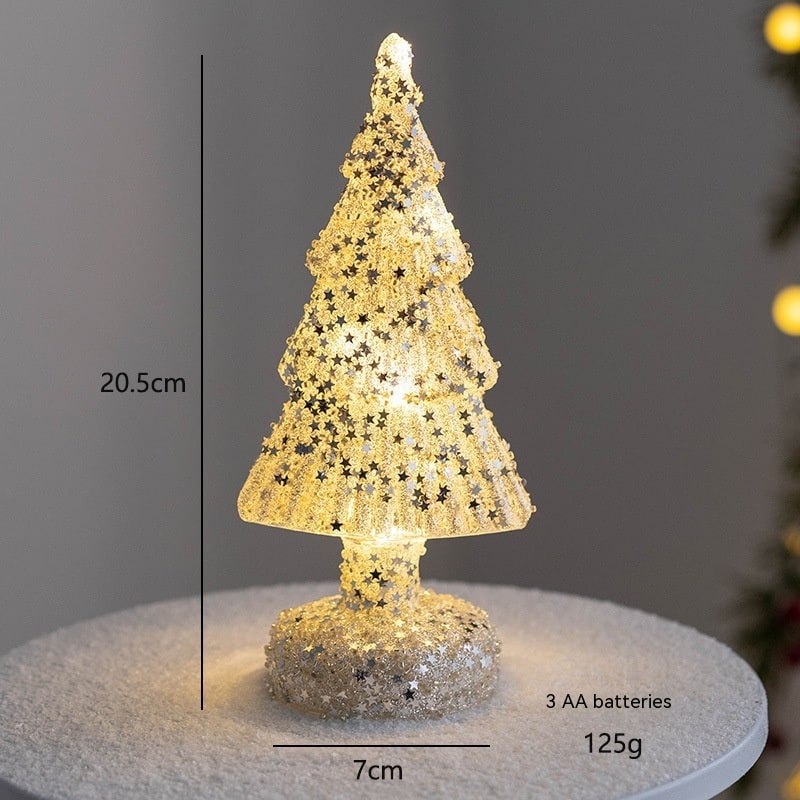 Men's Pre Lit Glass Tabletop Christmas Tree with LED Lights and Star Topper - Image 15