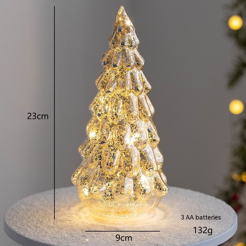 Men's Pre Lit Glass Tabletop Christmas Tree with LED Lights and Star Topper - Image 18