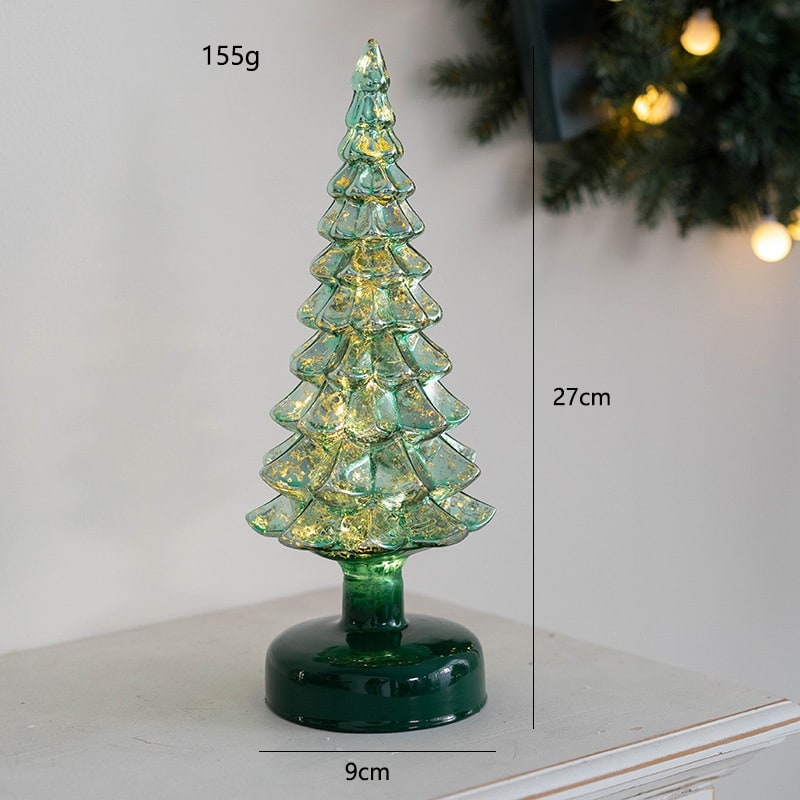 Men's Pre Lit Glass Tabletop Christmas Tree with LED Lights and Star Topper - Image 19