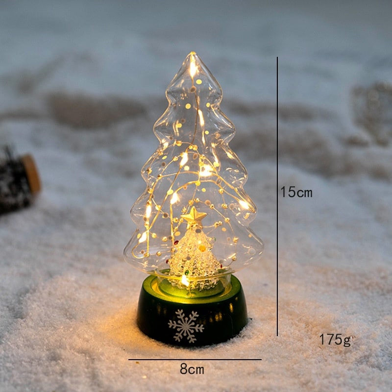 Men's Pre Lit Glass Tabletop Christmas Tree with LED Lights and Star Topper - Image 2