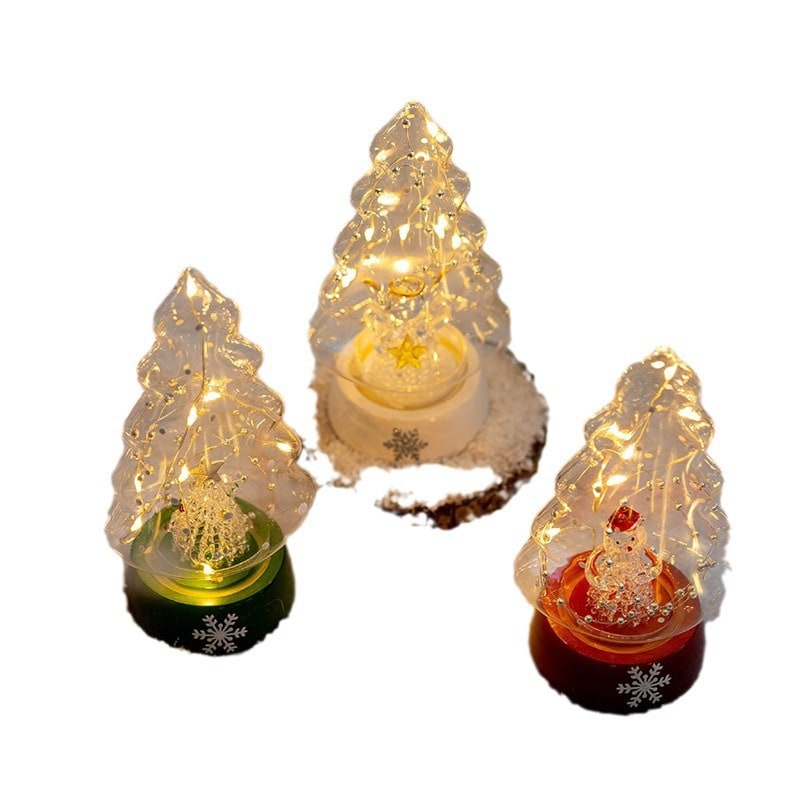 Men's Pre Lit Glass Tabletop Christmas Tree with LED Lights and Star Topper - Image 20