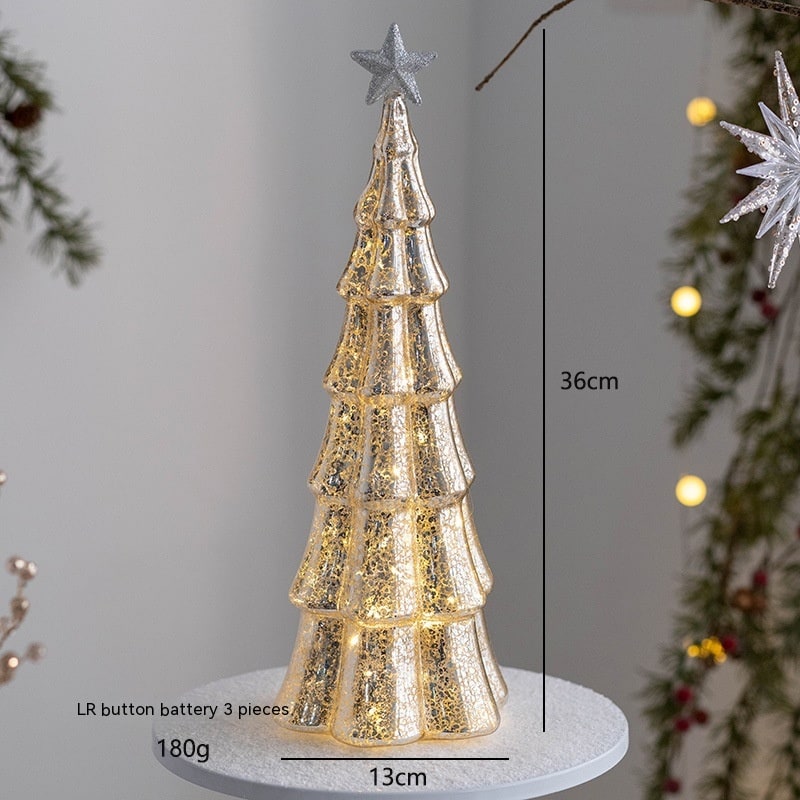 Men's Pre Lit Glass Tabletop Christmas Tree with LED Lights and Star Topper - Image 21