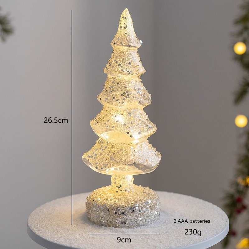 Men's Pre Lit Glass Tabletop Christmas Tree with LED Lights and Star Topper - Image 22