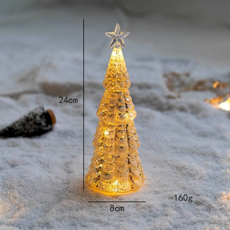 Men's Pre Lit Glass Tabletop Christmas Tree with LED Lights and Star Topper - Image 24