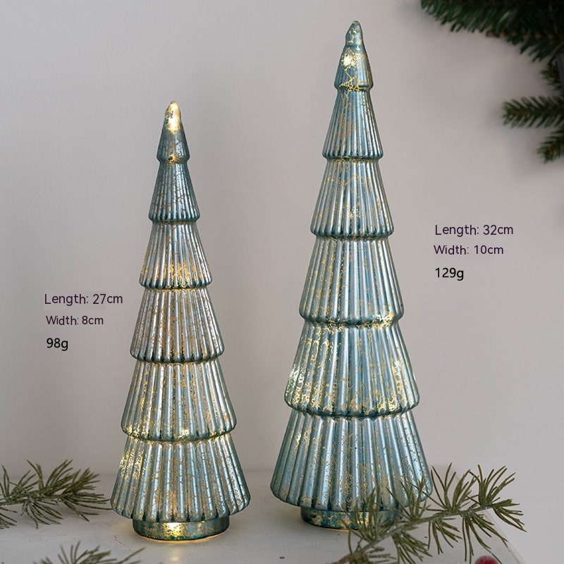 Men's Pre Lit Glass Tabletop Christmas Tree with LED Lights and Star Topper - Image 25