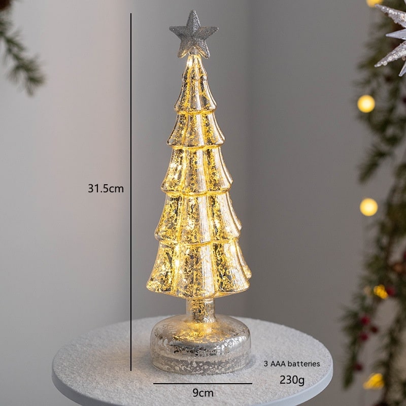 Men's Pre Lit Glass Tabletop Christmas Tree with LED Lights and Star Topper - Image 26