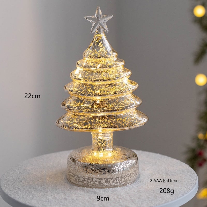Men's Pre Lit Glass Tabletop Christmas Tree with LED Lights and Star Topper - Image 3