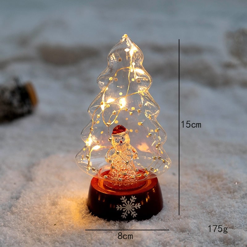 Men's Pre Lit Glass Tabletop Christmas Tree with LED Lights and Star Topper - Image 7