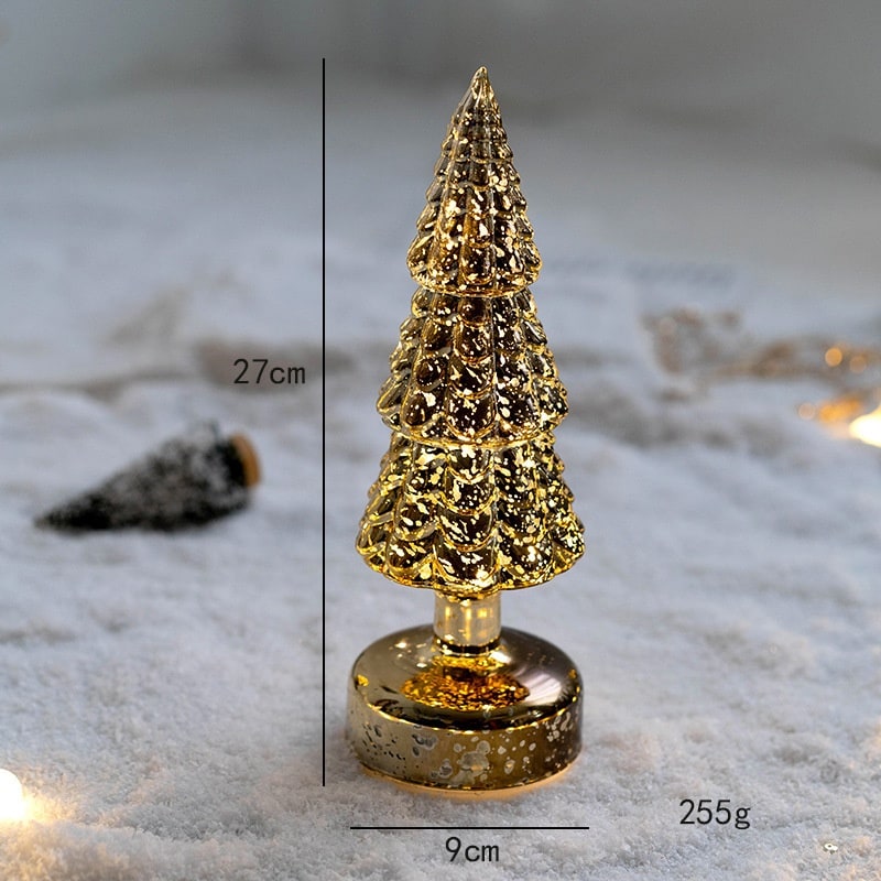 Men's Pre Lit Glass Tabletop Christmas Tree with LED Lights and Star Topper - Image 8