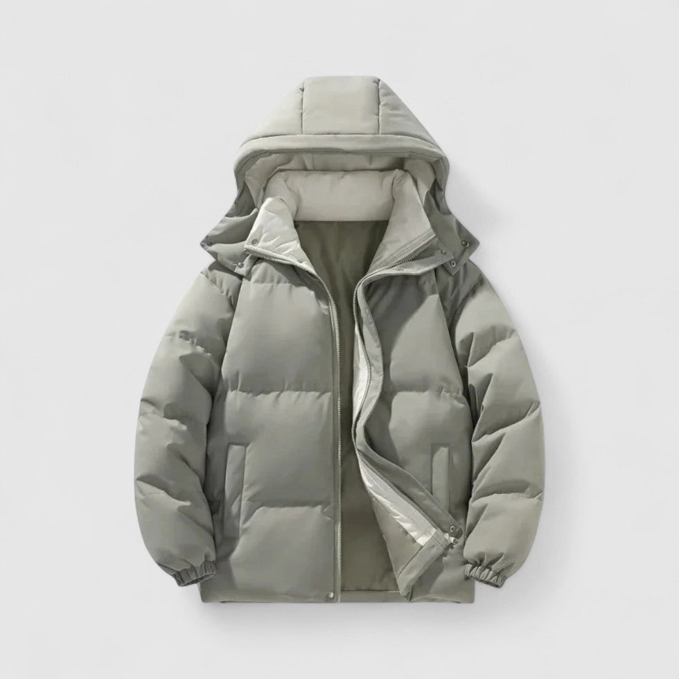 Men's Puffer Jacket with Detachable Hood and Quilted Design - Image 5