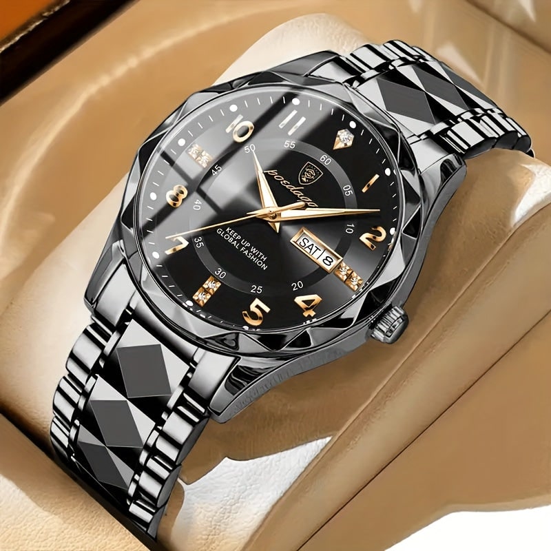 Mens Sports Analog Dress Watch Day Date Sunburst Dial Metal Bracelet - Image 11