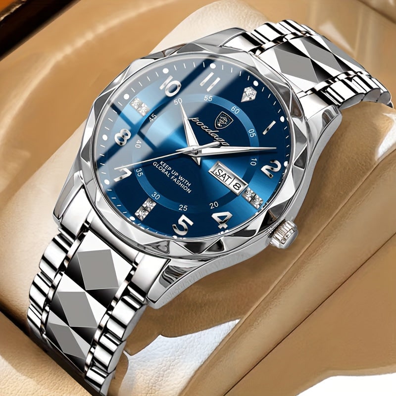 Mens Sports Analog Dress Watch Day Date Sunburst Dial Metal Bracelet - Image 9