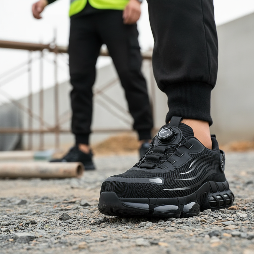 Men's Steel Toe Shoes with Rotary Dial Closure Reflective Stripes and Padded Collar - Image 3