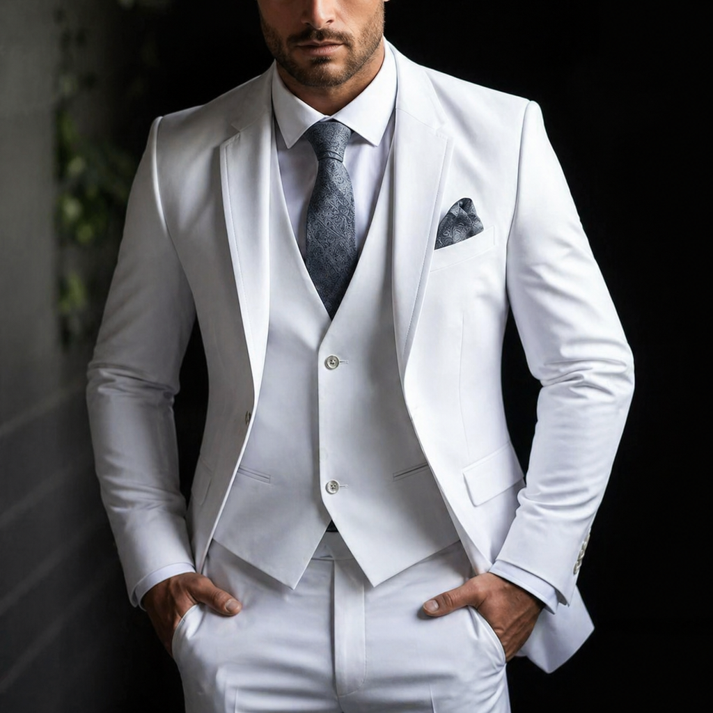 Men's Three Piece Dress Suit with Slim Fit Single Breasted Blazer and Matching Waistcoat - Image 11