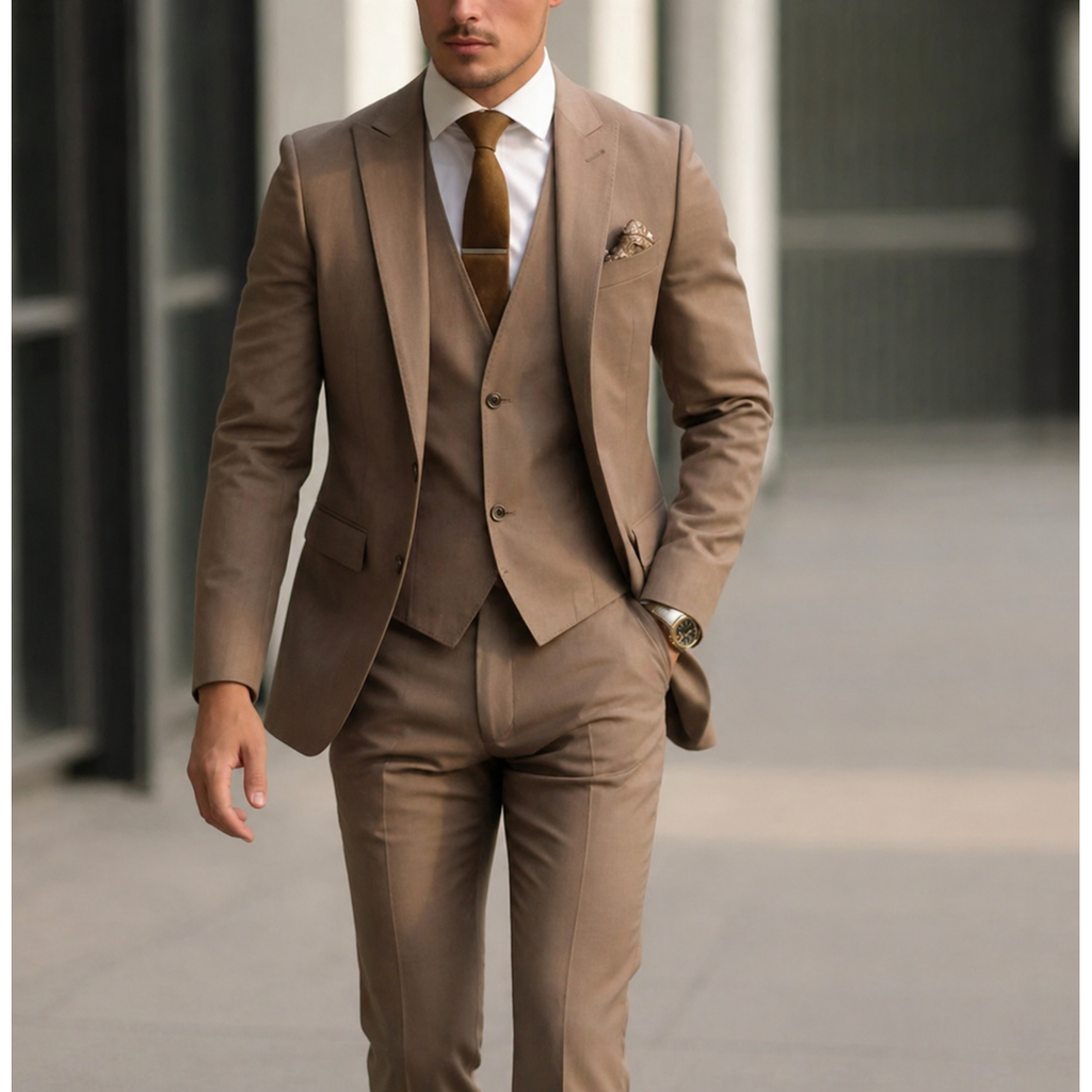Men's Three Piece Dress Suit with Slim Fit Single Breasted Blazer and Matching Waistcoat - Image 2