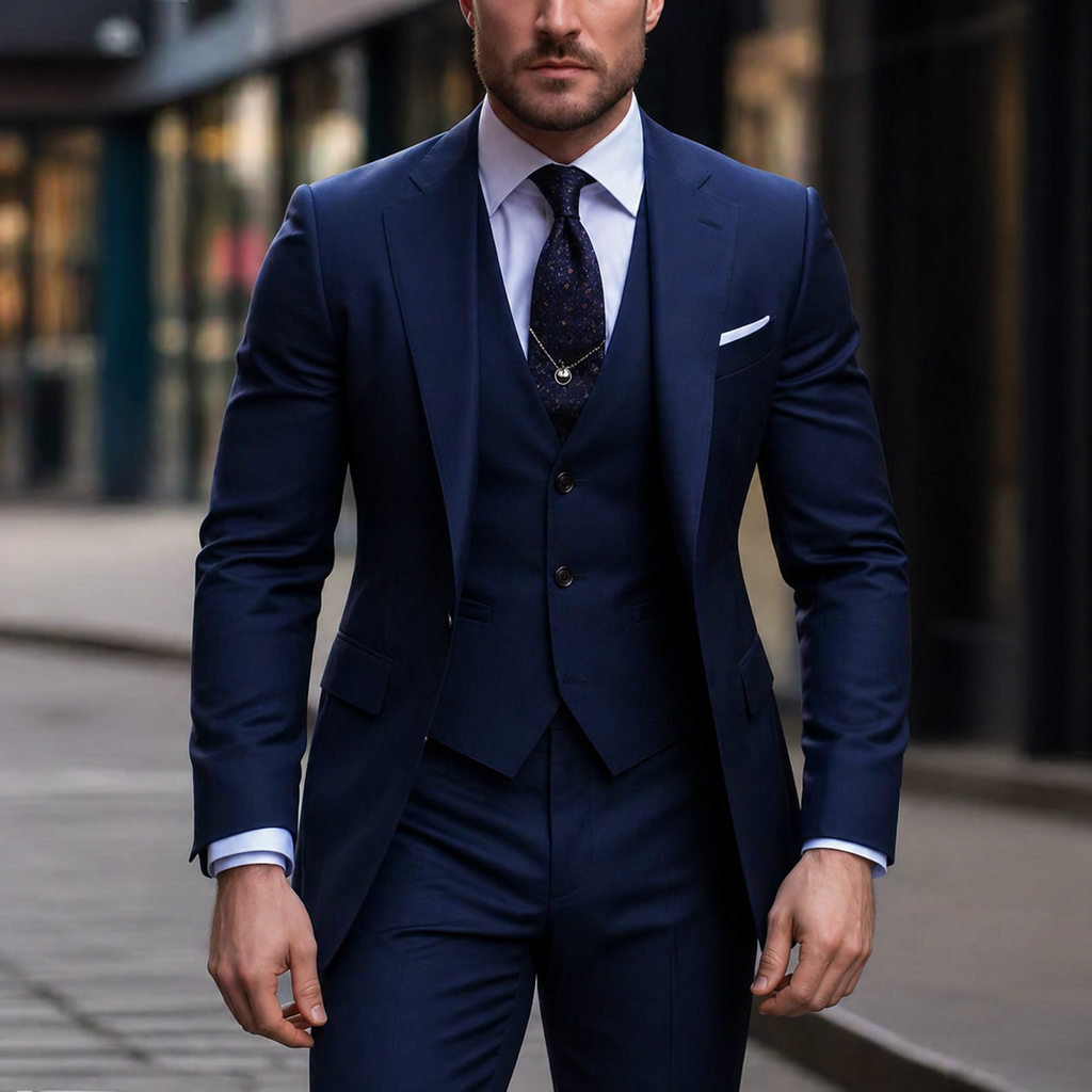 Men's Three Piece Dress Suit with Slim Fit Single Breasted Blazer and Matching Waistcoat - Image 8