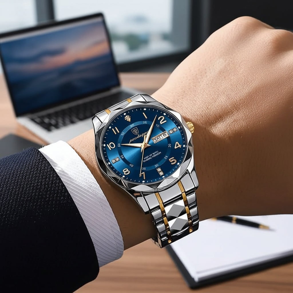 Men's Watches Luxury Analog Sport Watch Metal Link and Day Date Window Wrist - Image 1
