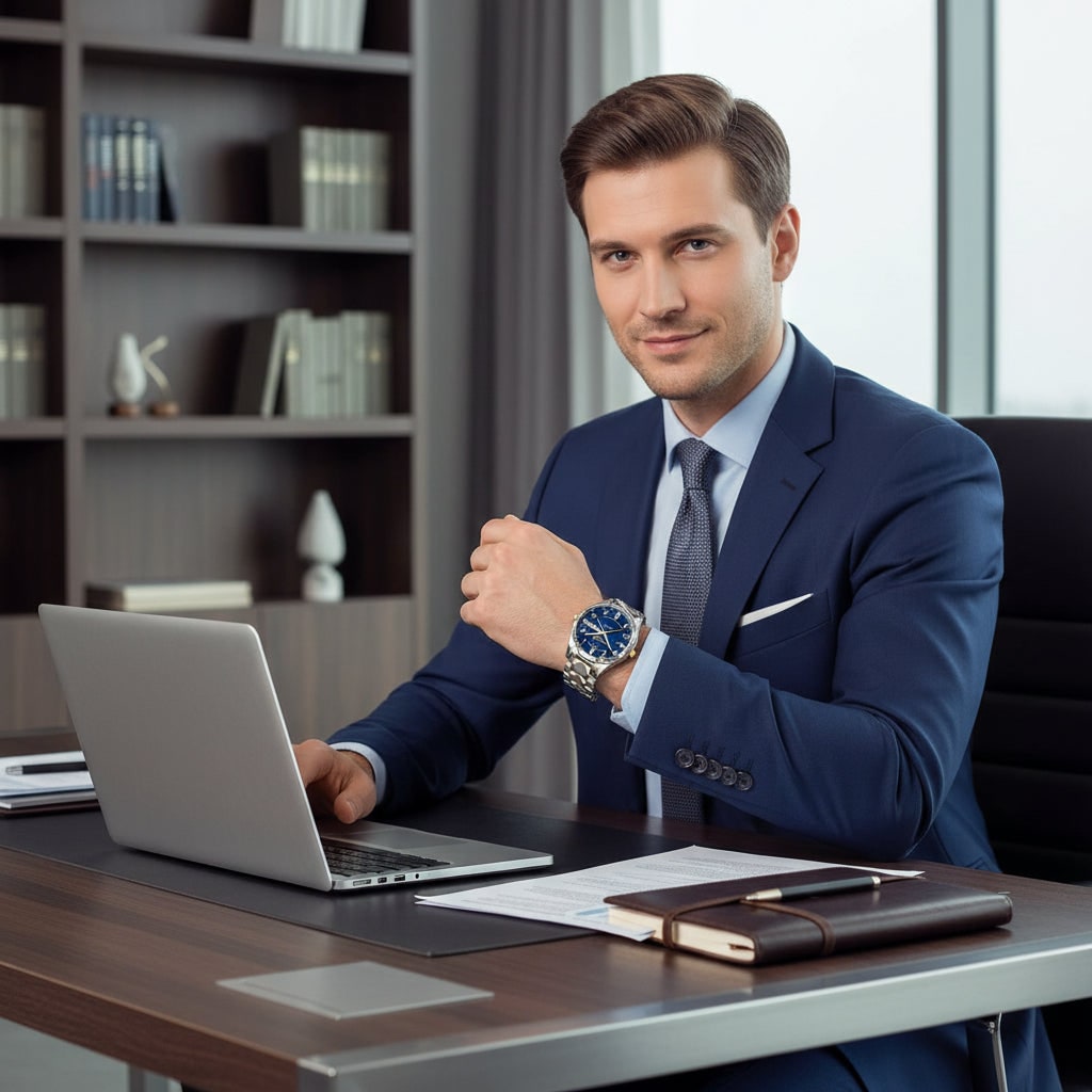 Men's Watches Luxury Analog Sport Watch Metal Link and Day Date Window Wrist - Image 2