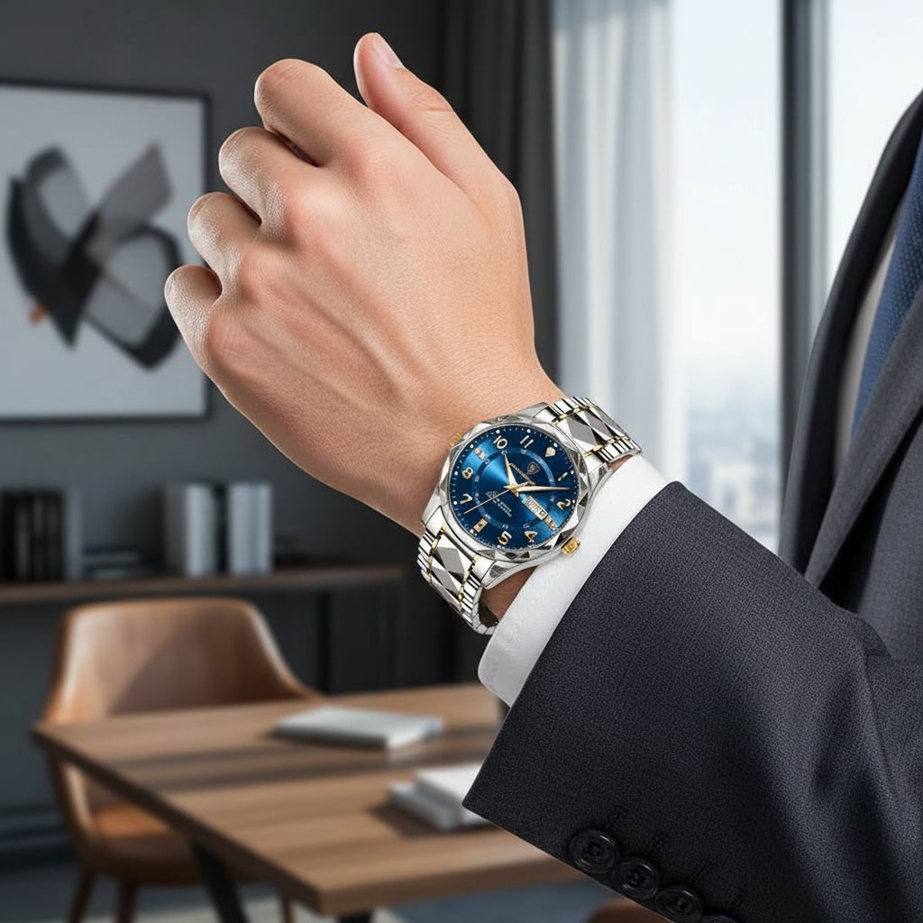 Men's Watches Luxury Analog Sport Watch Metal Link and Day Date Window Wrist - Image 5